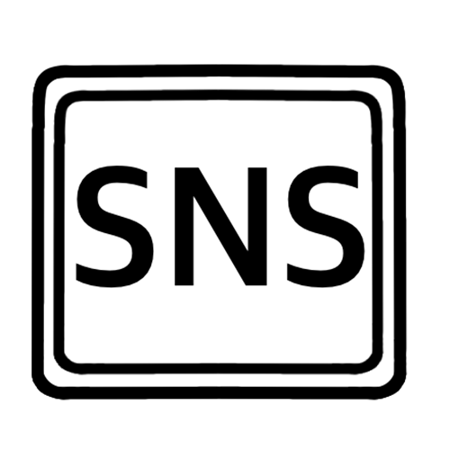 SNSと書かれた文字を四角い枠で囲んでいるイラスト